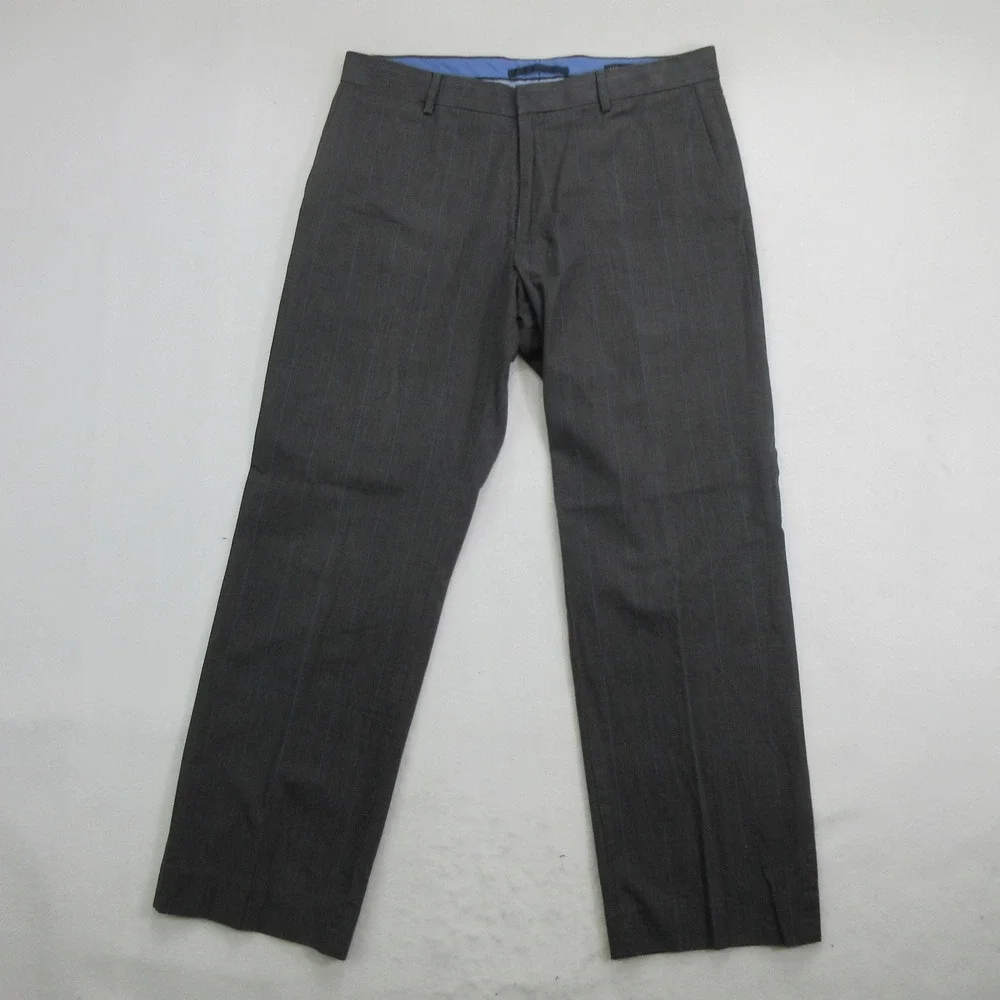 Banana Republic Men's Dress Pants 34x29 Classic Fit Gray Striped Cotton